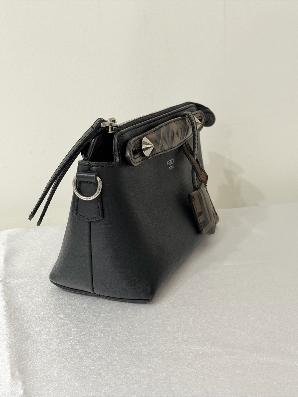 Fendi Black Leather Crossbody with Brown FF Trim - Picture 3 of 15